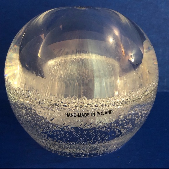Décor Accent Abstract Art Polished Glass orb Sphere Bud Vase Paperweight Bubbles - Picture 3 of 9